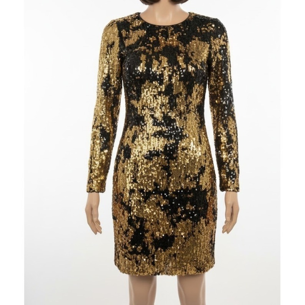 Naeem Khan Nk32 dress size 2 gold black sequin cocktail party dress